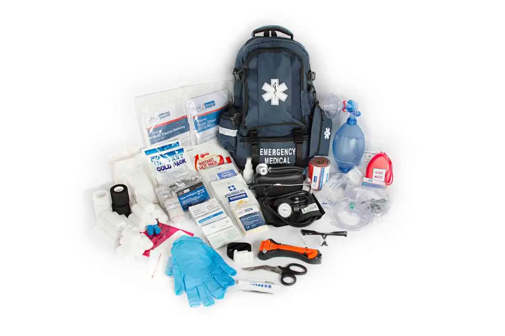 Black LINE2design Emergency Medical Backpack with medical supplies and survival gear