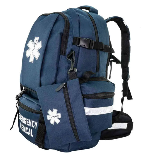 Navy blue LINE2design Emergency Medical Backpack with reflective stripes and Star of Life