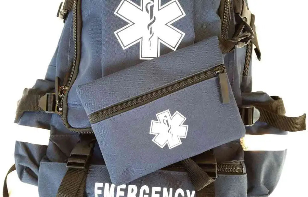 Navy Blue Line2design Emergency Medical Backpack with Star of Life and Reflective Straps