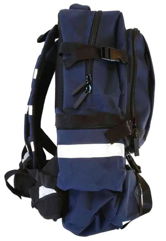 Navy blue LINE2design Emergency Medical Backpack with black straps and compartments