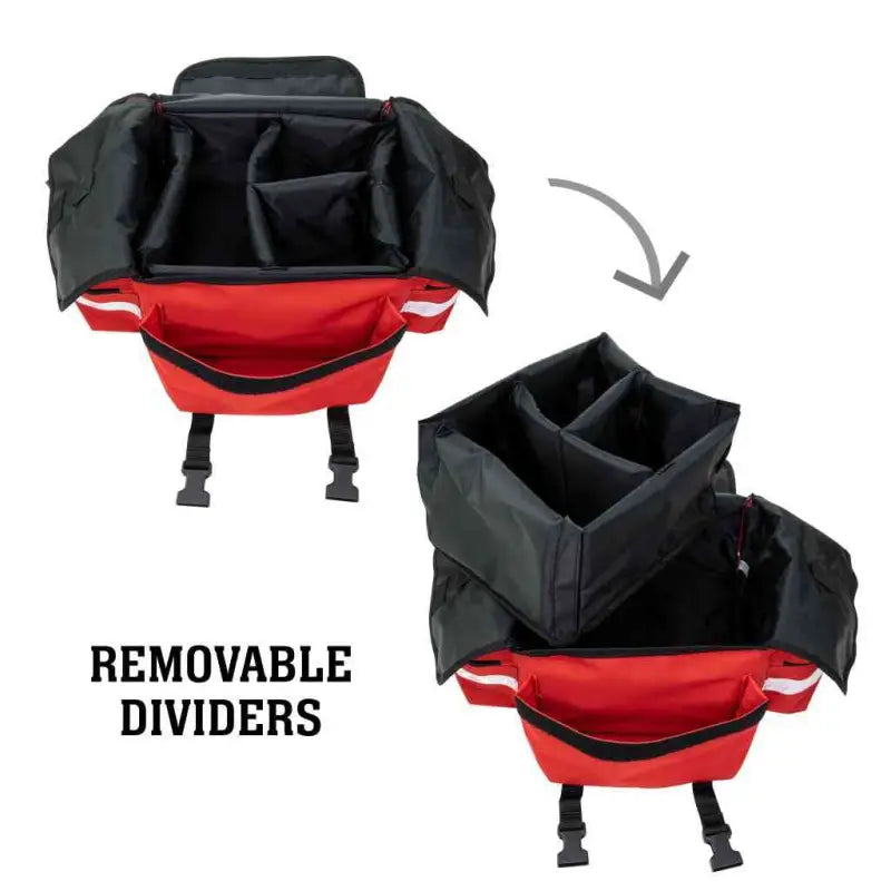 Red and black camera bag with adjustable dividers for LINE2design Emergency Medical kit