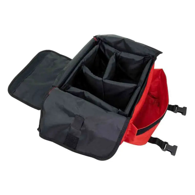 Red and black camera bag with padded dividers for Line2Design Emergency Medical kits