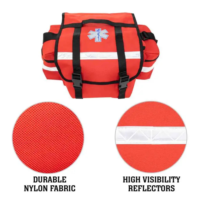 Red emergency medical response bag with reflective stripes for Line2Design Emergency Medical kits