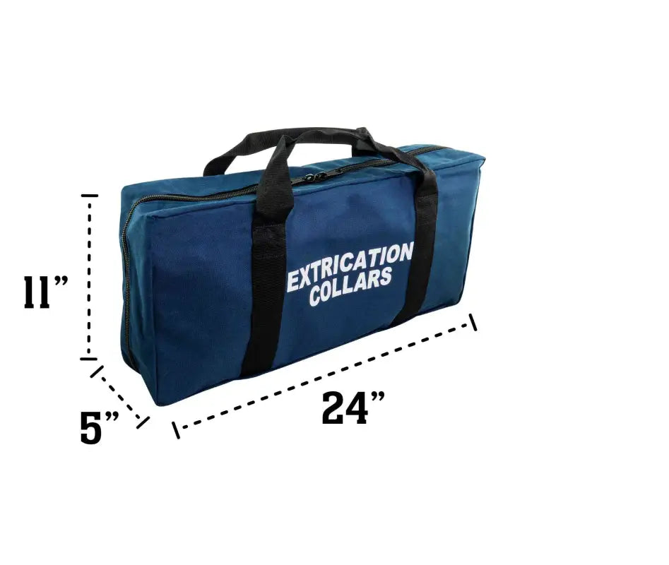 Blue Duffle Bag with Extrication Collars Text and Zippered Pockets by LINE2design EMS Medical