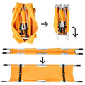 Orange folding medical stretcher emergency with metal frame and carrying straps by Line2design