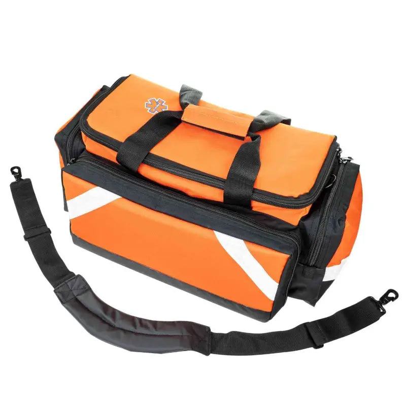 Orange and black LINE2design Deluxe EMS Elite medical trauma bag with shoulder strap