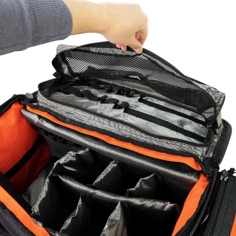 Camera bag featuring padded dividers and mesh compartments for LINE2design Deluxe EMS Elite