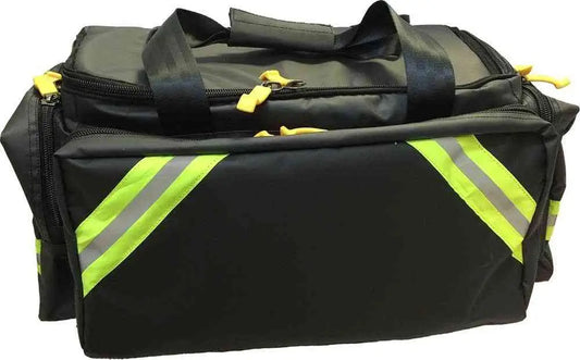 Black LINE2design Deluxe EMS Oxygen Medical Bag with neon yellow reflective stripes