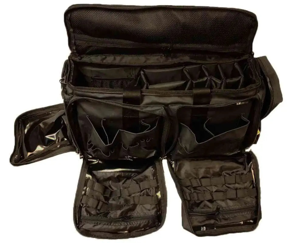 Black multi-compartment LINE2design Deluxe EMS Oxygen Medical Bag with pockets and pouches