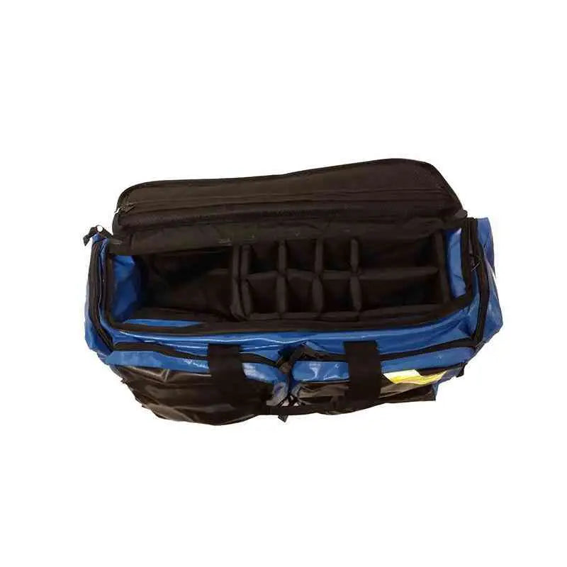 Black and blue duffel bag with compartments, LINE2design Deluxe EMS Oxygen Medical Bag