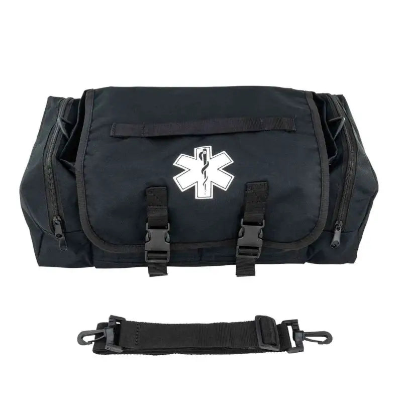 Black LINE2design Medical EMS Bag with Star of Life emblem and buckle straps