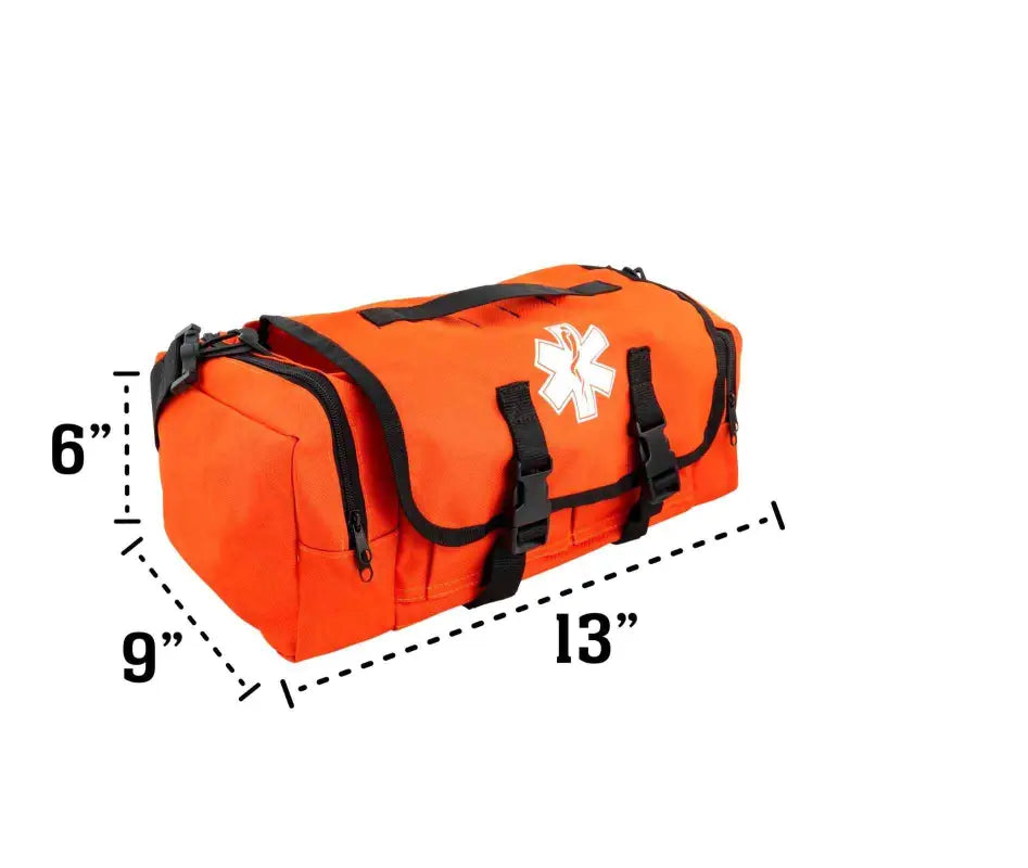 Orange Line2Design Medical EMS Bag with Star of Life, zippered pockets, and shoulder straps