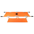 Orange Line2design Folding Stretcher with black poles and carrying handles