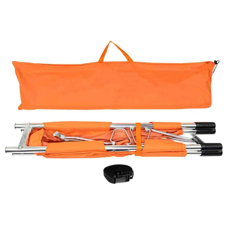 Folding orange camping cot and carrying bag for Line2Design Folding Stretcher