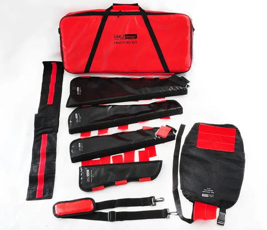 Red and black carrying case with sleeves for LINE2design Heavy Duty Emergency Fracture Immobilization