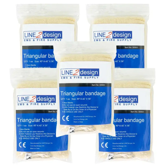 Five Line2design Medical Triangular Bandages Emergency with blue and white packaging