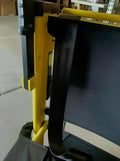 Black and yellow plastic mounting bracket for LINE2design Battery Track Stair Chair Lift