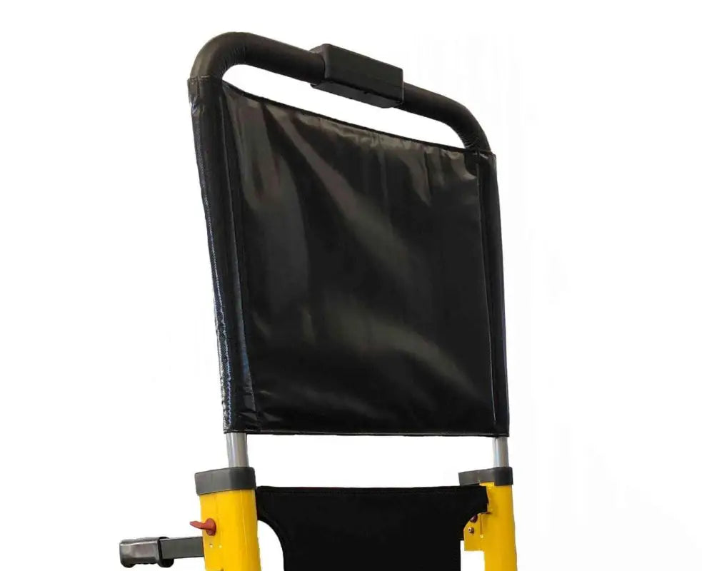 Yellow and black wheelchair with fabric backrest for LINE2design Battery Track Stair Chair