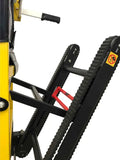 Black rubber track mechanism with red components on LINE2design-USA Emergency Evacuation Manual Track Stair Chair