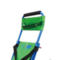Green and blue folding transport chair for emergency evacuation and patient lift transfer