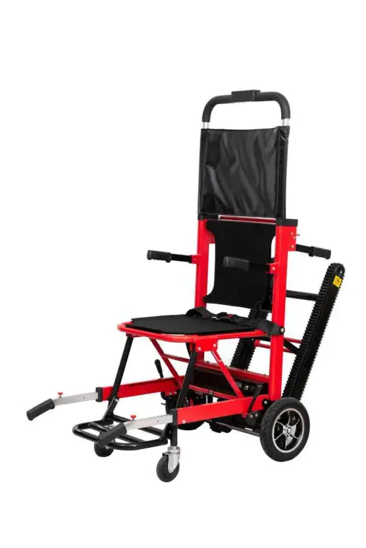 Red and black LINE2design mobile stair lift climber with folding capability