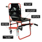 Red and black Aluminum Mobile Evacuation Chair with safety restraints and wheel brakes