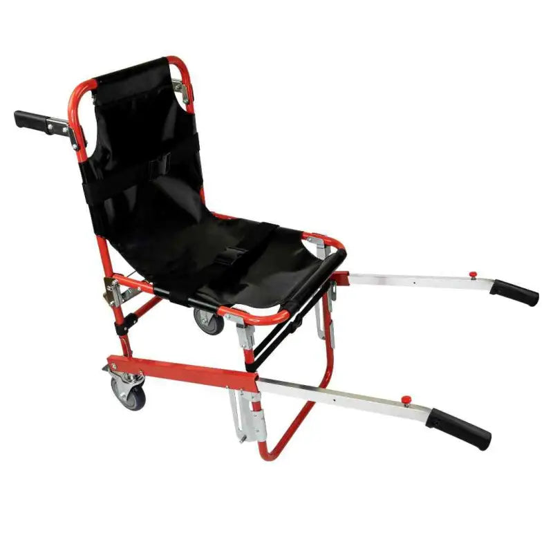 Foldable aluminum mobile evacuation chair with wheels and handles for safe stair evacuation