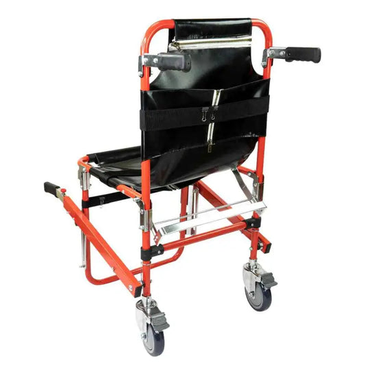 Portable Aluminum Mobile Evacuation Chair with Orange Frame and Wheels for Stair Use