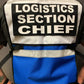 Two tone reflective vest for Logistics Section Chief with back text display