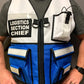 White and blue Logistics Section Chief Two Tone Reflective Vest with multiple pockets