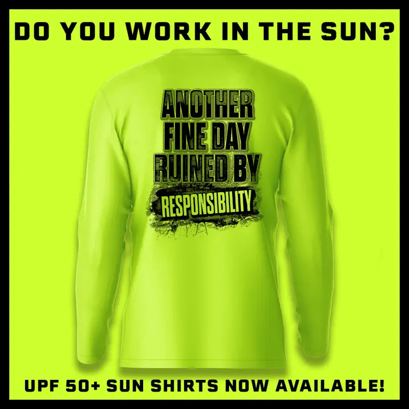 Bright yellow long sleeve sun shirt for outdoor safety with Hi-Visibility UPF 50 protection