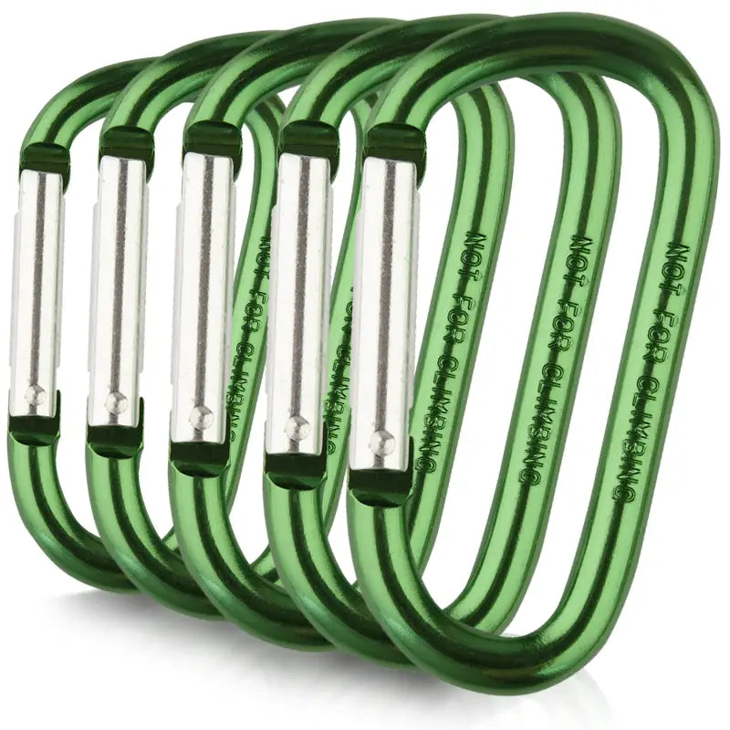 Set of 5 M-Tac Carabiners for first responders and firefighters in vibrant green