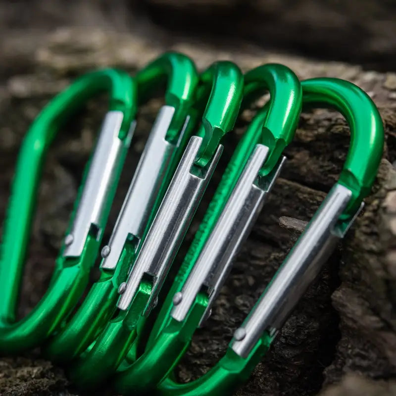 Green M-Tac Carabiner set, ideal for first responders and firefighters