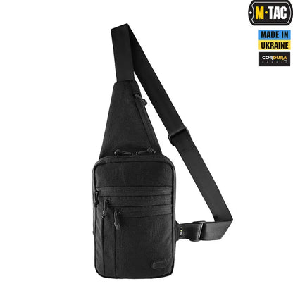 Black M-Tac Concealed Carry Sling Bag Elite Gen.IV with zippered compartments and strap