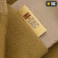 M-TAC branded label tag on tan fabric of M-Tac Concealed Carry Sling Bag Elite Gen.IV