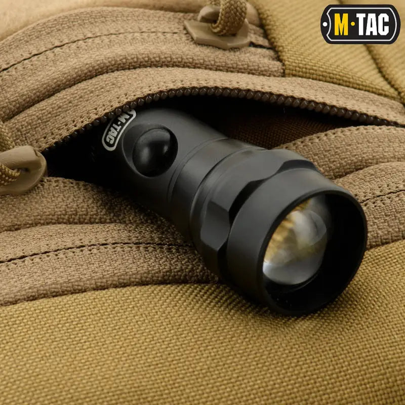 Black tactical flashlight with adjustable focus beam for M-Tac Concealed Carry Sling