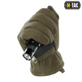 Olive green M-Tac Gloves Fleece Thinsulate mitten with attached flashlight for tactical use