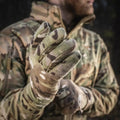 Tactical camouflage glove on hand featuring M-Tac Gloves Fleece Thinsulate technology