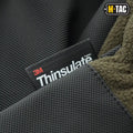 3M Thinsulate label on dark fabric in M-Tac Gloves Fleece Thinsulate design