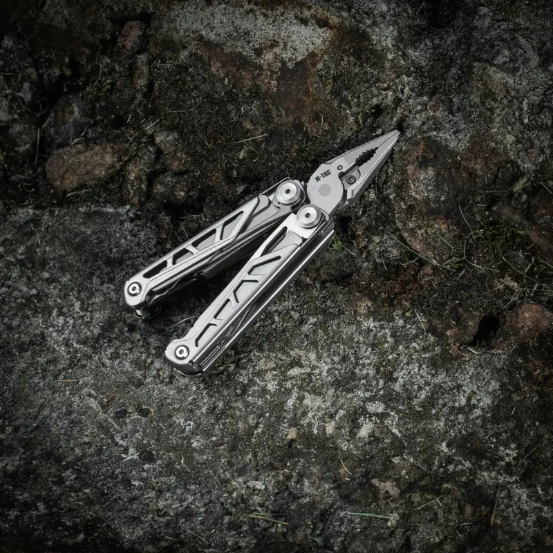 Stainless steel M-Tac Multitool Type 3 Grey pliers in open position for versatile use