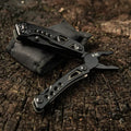 Black folding pocket knife with textured handle grips from M-Tac Multitool Type 6