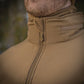 Tan M-Tac Soft Shell Jacket featuring a zippered collar and two shoulder pockets