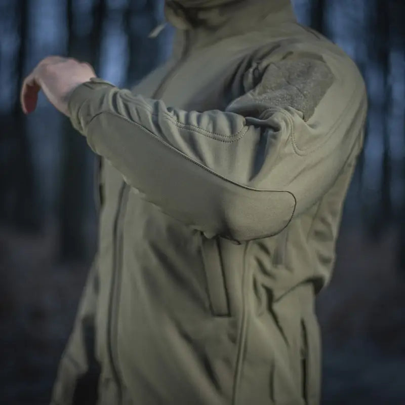 Beige M-Tac Soft Shell Jacket with full-length sleeves and two shoulder pockets