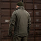 Olive green M-Tac Soft Shell Jacket with liner and matching beanie, featuring two shoulder pockets