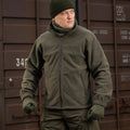 Olive green M-Tac Soft Shell Jacket with full zipper and two side pockets