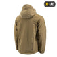 Tan M-Tac Soft Shell Jacket with hood and two shoulder pockets for versatile wear