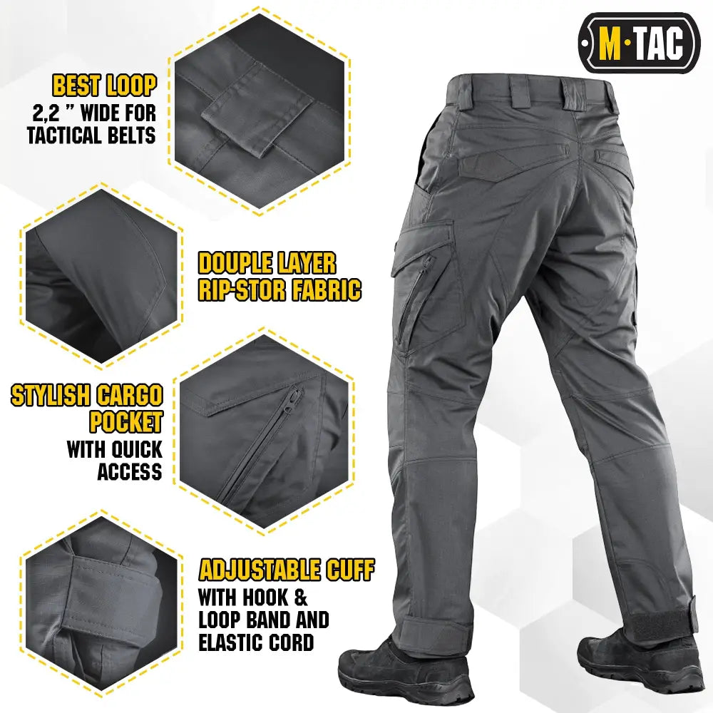 Tactical gray M-Tac Tactical Pants Aggressor Gen.II Flex with multiple pockets and adjustability