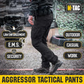 Black M-Tac Tactical Pants Aggressor Gen. II Flex featuring multiple utility pockets