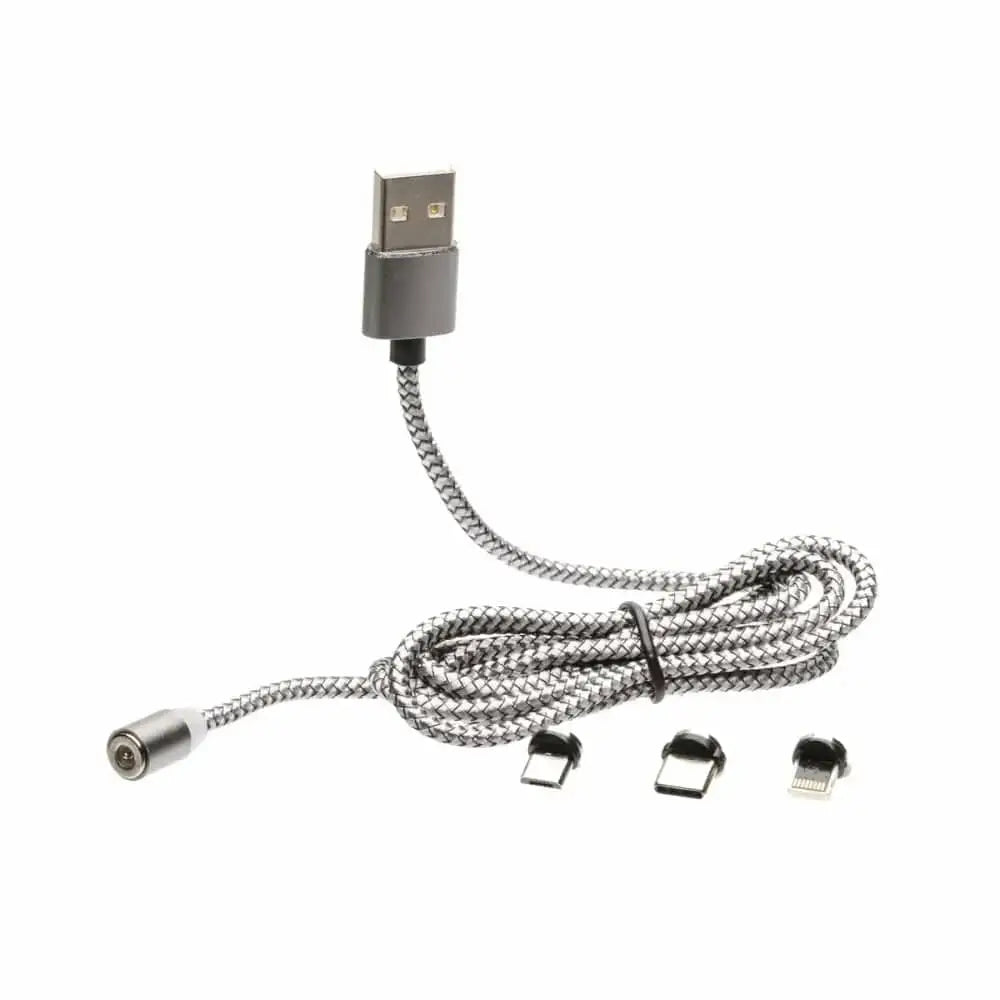 Magnetic USB Charging Cable, 3 in 1 Nylon Cord, Compatible with Micro USB, Type C, and Apple Products - Chief Miller Apparel