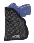 Black clipless IWB holster featuring Elite logo and blue Sig Sauer handgun